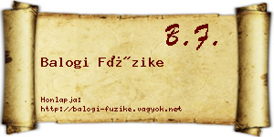 Balogi Füzike névjegykártya